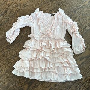 Velveteen brand light pink ruffle dress with sparkling thread